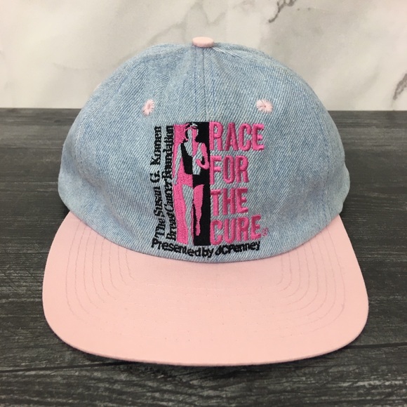 Vintage Other - 1990s Race For The Cure Denim Snapback Hat